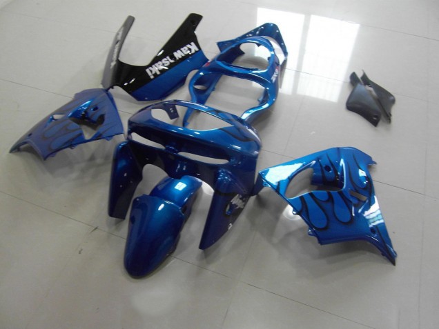 1998-1999 Blue Black Flame Kawasaki ZX9R Motorbike Fairing UK 1998-1999 Blue Black Flame Kawasaki ZX9R Motorbike Fairing UK