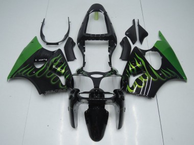 2000-2002 Black with Green Flame Kawasaki ZX6R Motorcyle Fairings UK