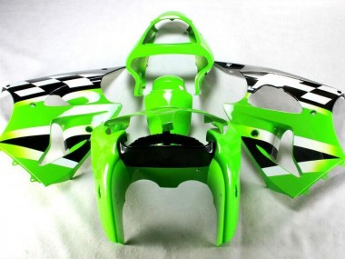 2000-2002 Green Black White Kawasaki ZX6R Bike Fairings UK