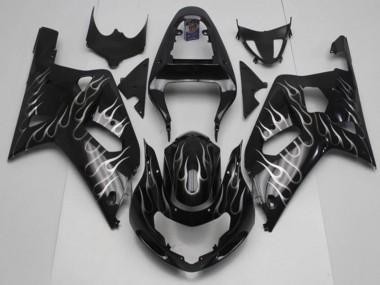 2001-2003 Black White Flame Suzuki GSXR 600/750 Motorcycle Fairing Kits UK