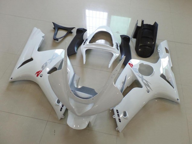 2003-2004 White with Silver Decals Kawasaki ZX6R Motorcycle Fairings UK 2003-2004 White with Silver Decals Kawasaki ZX6R Motorcycle Fairings UK