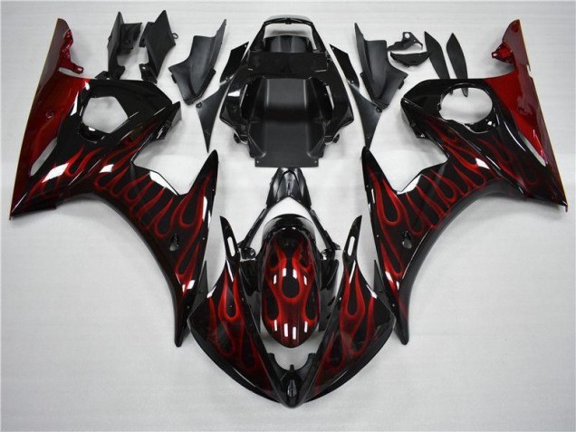 2003-2005 Black Red Flame Yamaha YZF R6 Motorcycle Fairing UK 2003-2005 Black Red Flame Yamaha YZF R6 Motorcycle Fairing UK