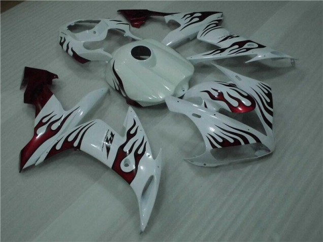2004-2006 White Red Flame Yamaha YZF R1 Motorcyle Fairings UK