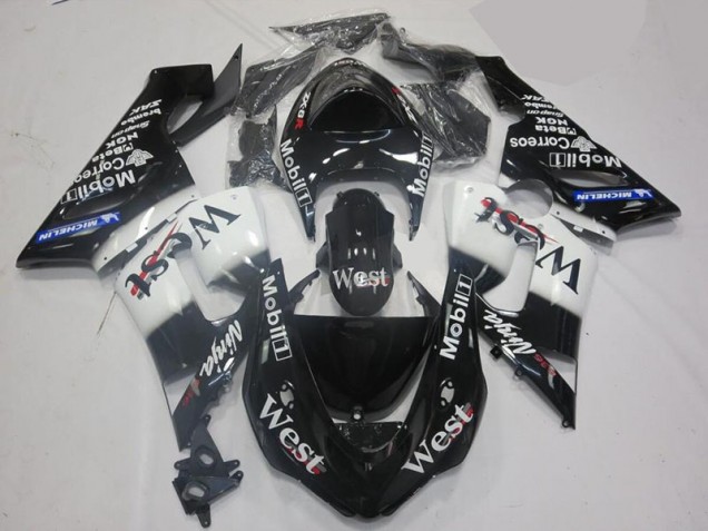 2005-2006 White Black Kawasaki ZX6R Motorcycle Fairing UK 2005-2006 White Black Kawasaki ZX6R Motorcycle Fairing UK