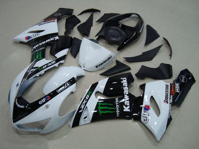 2005-2006 White Monster Kawasaki ZX6R Motor Bike Fairings UK 2005-2006 White Monster Kawasaki ZX6R Motor Bike Fairings UK
