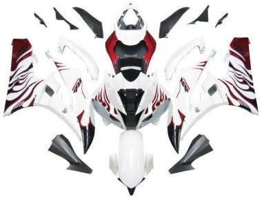 2006-2007 White Red Flame Yamaha YZF R6 Motorcycle Fairing UK