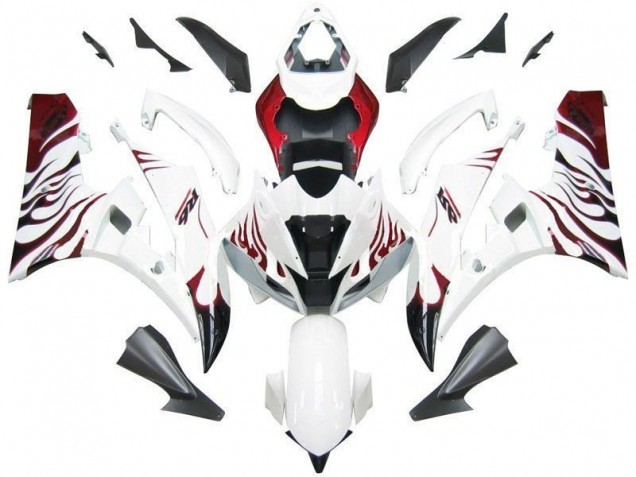 2006-2007 White Red Flame Yamaha YZF R6 Motorcycle Fairing UK 2006-2007 White Red Flame Yamaha YZF R6 Motorcycle Fairing UK