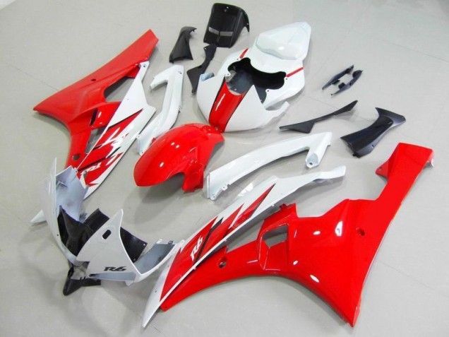 2006-2007 Red White Yamaha YZF R6 Motorcycle Fairings Kit UK