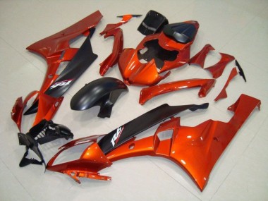 2006-2007 Orange Matte Black Yamaha YZF R6 Motorcycle Fairing Kits UK