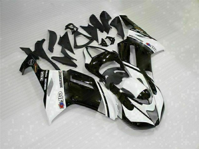 2007-2008 Black White Kawasaki ZX6R Bike Fairings UK 2007-2008 Black White Kawasaki ZX6R Bike Fairings UK