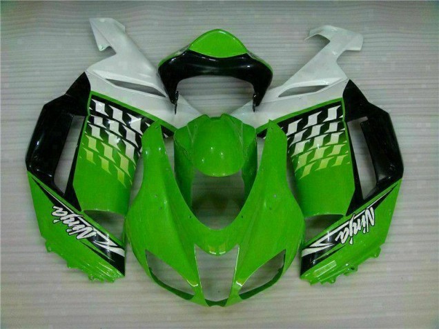 2007-2008 Green White Ninja Kawasaki ZX6R Motorbike Fairing UK 2007-2008 Green White Ninja Kawasaki ZX6R Motorbike Fairing UK