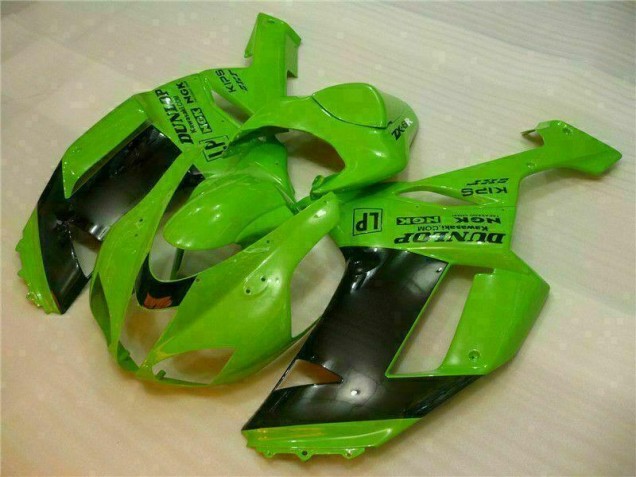 2007-2008 Green Black Dunlop Kawasaki ZX6R Motorbike Fairing Kits UK 2007-2008 Green Black Dunlop Kawasaki ZX6R Motorbike Fairing Kits UK