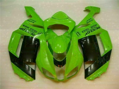 2007-2008 Green Black Dunlop Kawasaki ZX6R Motorbike Fairing Kits UK