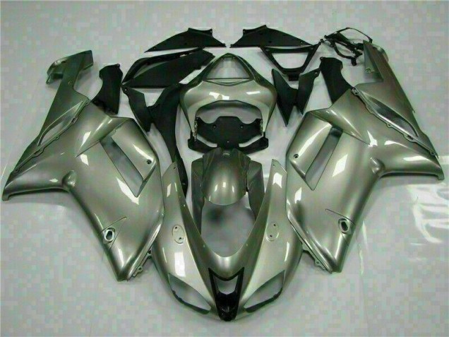 2007-2008 Silver Kawasaki ZX6R Motorcycle Fairings Kits UK 2007-2008 Silver Kawasaki ZX6R Motorcycle Fairings Kits UK