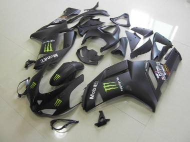 2007-2008 Matte Black Monster Kawasaki ZX6R Moto Fairings UK