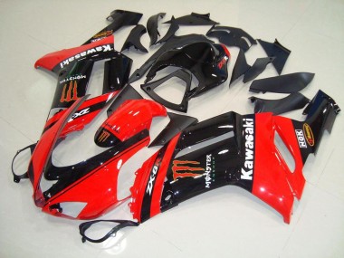 2007-2008 Monster In Red Kawasaki ZX6R Motorcycle Fairing Kit UK
