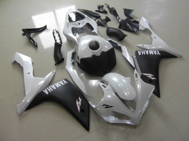 2007-2008 Pearl White Matte Black Yamaha YZF R1 Replacement Motorcycle Fairings UK