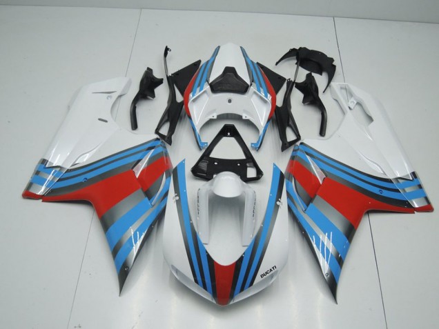 2007-2014 Blue White Red Ducati 848 1098 1198 Motorcyle Fairings UK 2007-2014 Blue White Red Ducati 848 1098 1198 Motorcyle Fairings UK