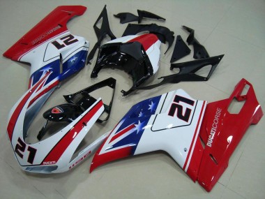 2007-2014 Black White Red 21 Ducati 848 1098 1198 Motor Fairings UK
