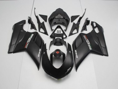 2007-2014 Matte Black with White Decals Ducati 848 1098 1198 Motorcycle Fairing UK