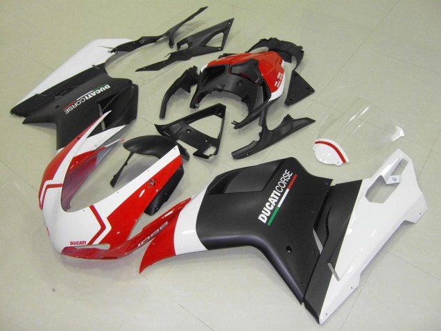 2007-2014 Matte Black White Red Ducati 848 1098 1198 Motorcycle Fairing Kit UK 2007-2014 Matte Black White Red Ducati 848 1098 1198 Motorcycle Fairing Kit UK