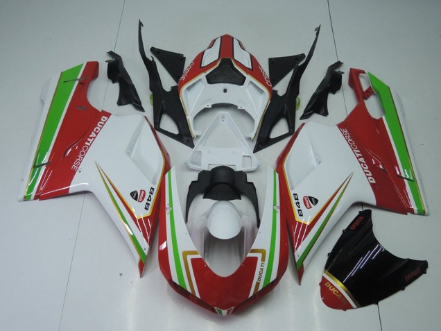 2007-2014 Red White and Green Ducati 848 1098 1198 Replacement Motorcycle Fairings UK 2007-2014 Red White and Green Ducati 848 1098 1198 Replacement Motorcycle Fairings UK