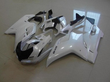 2007-2014 Pearl White Black Stripe Ducati 848 1098 1198 Motorcycle Replacement Fairings UK