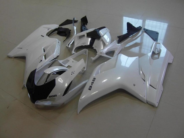 2007-2014 Pearl White Black Stripe Ducati 848 1098 1198 Motorcycle Replacement Fairings UK 2007-2014 Pearl White Black Stripe Ducati 848 1098 1198 Motorcycle Replacement Fairings UK