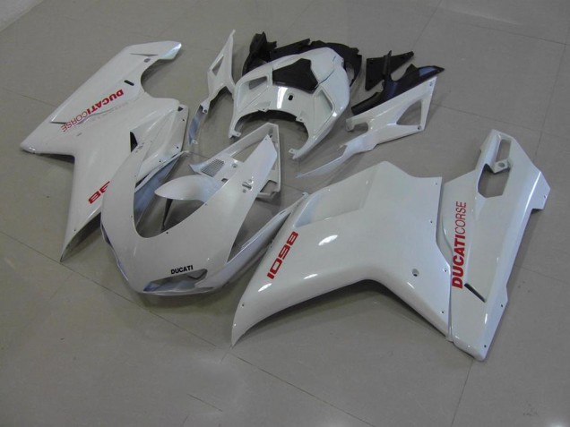 2007-2014 Pearl White with Red Decals Ducati 848 1098 1198 Motorcyle Fairings UK 2007-2014 Pearl White with Red Decals Ducati 848 1098 1198 Motorcyle Fairings UK