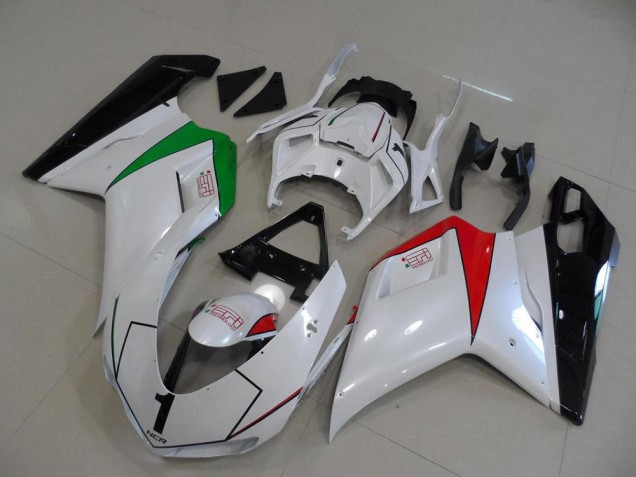 2007-2014 Peral White with Italy Flag Ducati 848 1098 1198 Motorcycle Fairings Kit UK 2007-2014 Peral White with Italy Flag Ducati 848 1098 1198 Motorcycle Fairings Kit UK