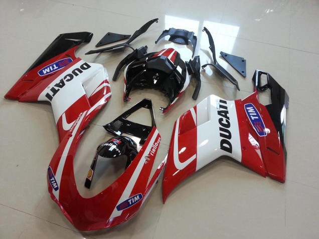 2007-2014 Red White Ducati 848 1098 1198 Motorcycle Fairing Kit UK 2007-2014 Red White Ducati 848 1098 1198 Motorcycle Fairing Kit UK