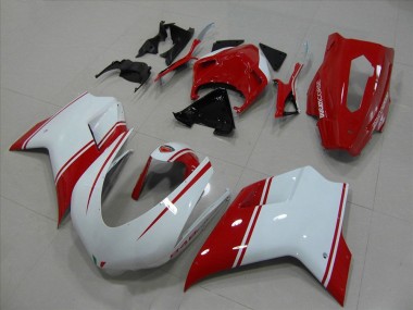 2007-2014 White and Red Racing Version Ducati 848 1098 1198 Motorbike Fairing UK