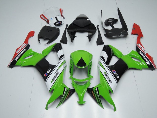 2008-2010 White Black and Green Kawasaki ZX10R Motorcycle Fairing Kits UK 2008-2010 White Black and Green Kawasaki ZX10R Motorcycle Fairing Kits UK