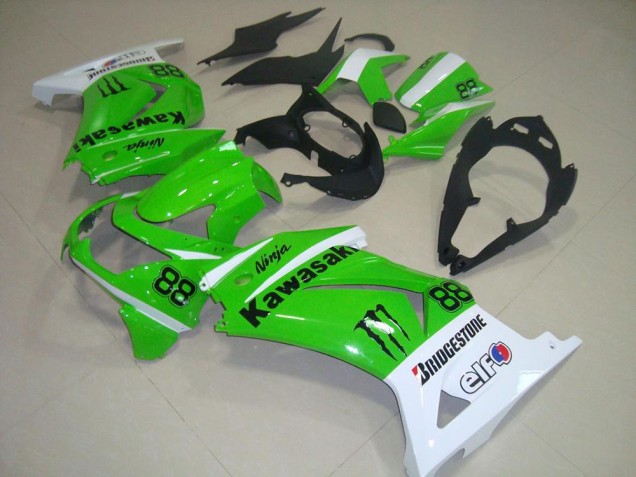 2008-2012 Green and White Kawasaki ZX250R Bike Fairing UK