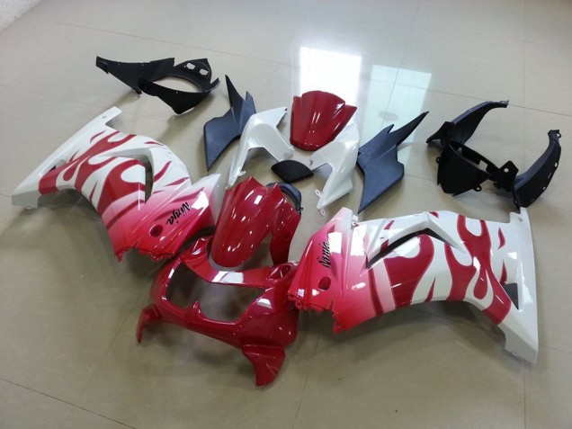 2008-2012 Pink Red Flame Kawasaki ZX250R Motorcycle Replacement Fairings UK