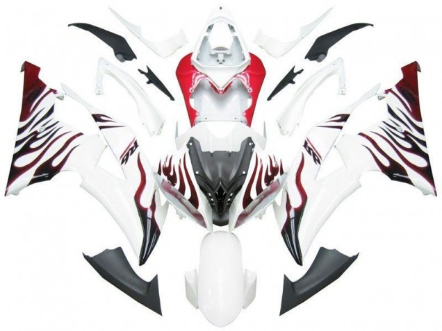 2008-2016 White Red Flame R6 Yamaha YZF R6 Motorbike Fairing UK 2008-2016 White Red Flame R6 Yamaha YZF R6 Motorbike Fairing UK