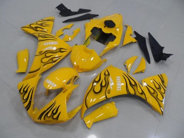 2009-2011 Yellow Black Flame Yamaha YZF R1 Motorcycle Fairings UK