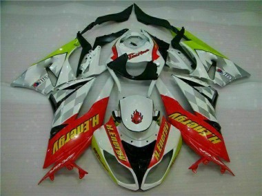 2009-2012 White Red H. Energy Kawasaki ZX6R Motorcycle Fairings Kit UK
