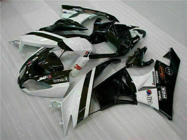 2009-2012 Black White 3M Touch4 Kawasaki ZX6R Bike Fairings UK 2009-2012 Black White 3M Touch4 Kawasaki ZX6R Bike Fairings UK