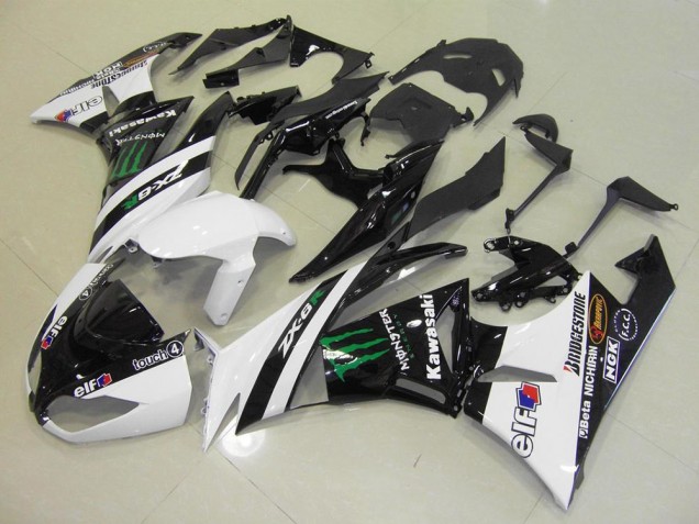 2009-2012 White Monster Kawasaki ZX6R Moto Fairings UK 2009-2012 White Monster Kawasaki ZX6R Moto Fairings UK