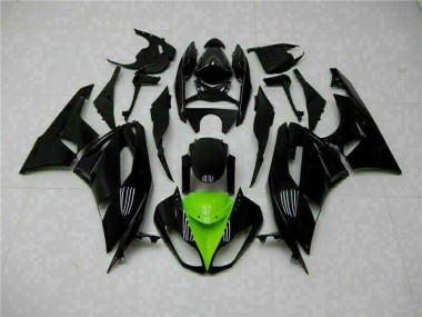 2009-2012 Black Green Kawasaki ZX6R Moto Fairings UK