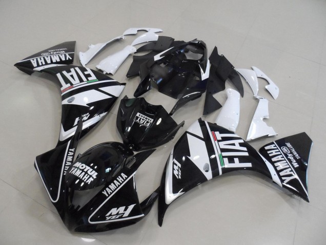 2012-2014 Black White Fiat Yamaha YZF R1 Motorbike Fairings UK