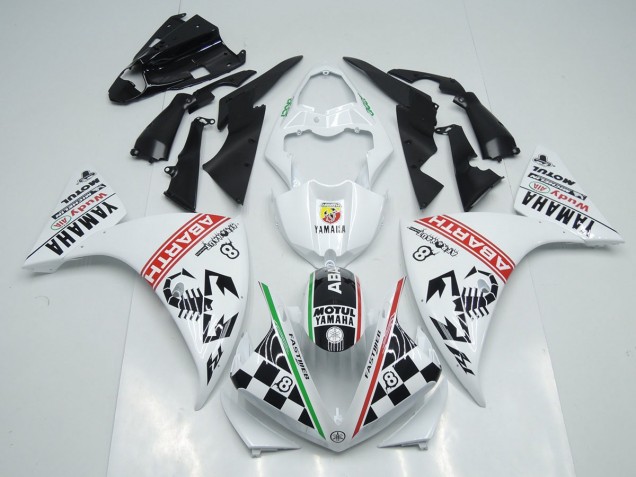 2012-2014 White Black Abrath Yamaha YZF R1 Motorcycle Replacement Fairings UK 2012-2014 White Black Abrath Yamaha YZF R1 Motorcycle Replacement Fairings UK
