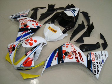 2012-2014 White Black Pepe Phone Yamaha YZF R1 Motorcycle Fairings Kit UK