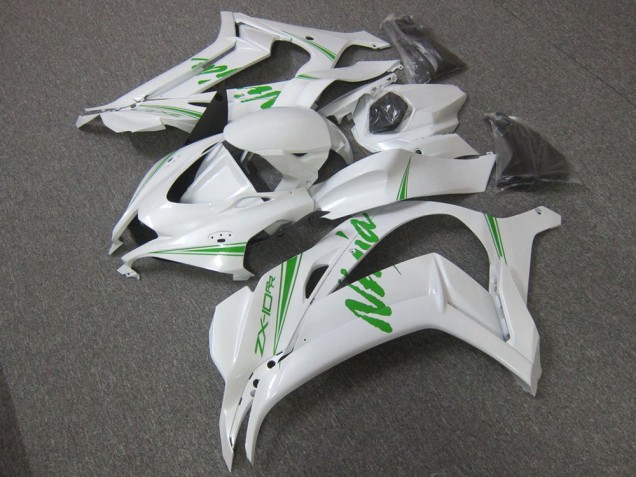 2016-2019 White Green Kawasaki ZX10R Motorcycle Fairing UK
