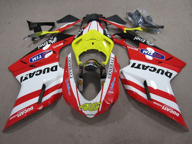 2007-2014 Red White Generali 46 Ducati 1098 848 Motorcycle Fairings UK 2007-2014 Red White Generali 46 Ducati 1098 848 Motorcycle Fairings UK