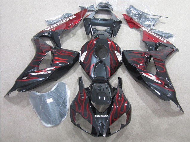 2006-2007 Black Red Flame Honda CBR1000RR Motorbike Fairing UK 2006-2007 Black Red Flame Honda CBR1000RR Motorbike Fairing UK
