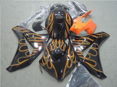 2008-2011 Black Orange Flame Honda CBR1000RR Motorcycle Fairings Kit UK