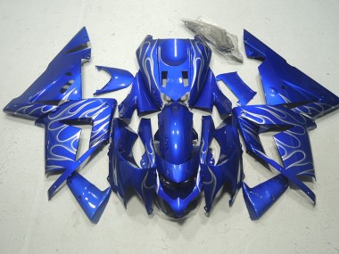 2003-2005 Blue White Flame Kawasaki ZX10R Motorcycle Replacement Fairings UK