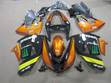 2006-2007 Black Orange Monster Kawasaki ZX10R Motorcycle Fairing Kits UK